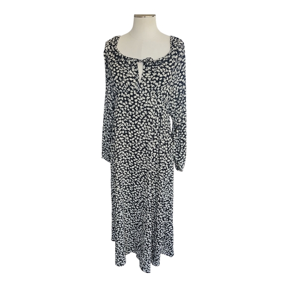 Billabong Better Days Midi Dress – Size L, Black & White Floral with Keyhole Tie - Picture 8 of 12